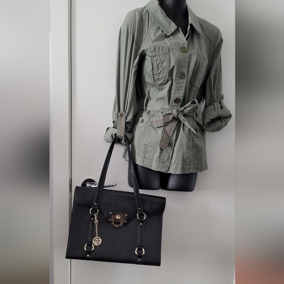 DKNY Large Pebbled Leather Satchel  Briefcase Bag  FITS TONS! - Picture 6 of 14